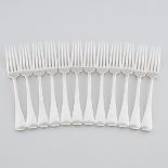 Set of Twelve George III Silver Old English Pattern Table Forks, Thomas Wilkes Barker, London, 1805,