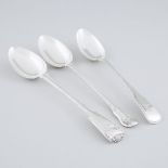 Three George III and Victorian Silver Serving Spoons, London, 1807/1811/1857, approx. length 12 in —