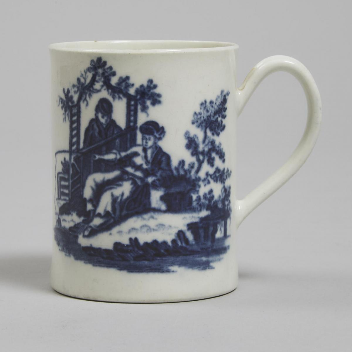 Worcester 'La Pêche/La Promenade Chinoise' Mug, c.1775, height 3.3 in — 8.5 cm