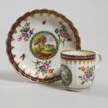 Worcester 'Lord Henry Thynne' Pattern Fluted Coffee Cup and Saucer, c.1775-80, saucer diameter 5.3 i