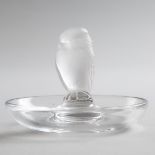 'Rapace', Lalique Moulded and Frosted Glass Cendrier, post-1945, height 2.6 in — 6.5 cm, diameter 4.