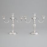 Pair of Canadian Silver Three-Light Candelabra, Henry Birks & Sons, Montreal, Que., 1971, height 10.