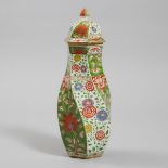 Samson Famille-Verte Spiral Hexagonal Covered Vase, c.1900, height 15.2 in — 38.5 cm