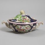 Samson 'Worcester' Scale Blue Ground Exotic Birds Covered Tureen, c.1900, width 13 in — 33 cm