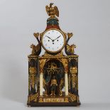 Austrian Ormolu and Alabaster Mounted Rosewood, Ebony and Giltwood Grande Sonnerie Mantle Clock, ear