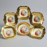 Five Aynsley 'Cabbage Rose' Square Cake Plates and a Circular Bowl, J.A. Bailey, 20th century, width