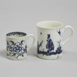 Worcester 'Walk in the Garden' and 'Peony' Pattern Mugs, c.1760-70, height 3.5 in — 8.8 cm; height