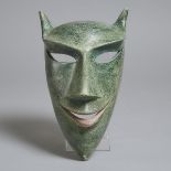 Brooklin Pottery Mask, Theo Harlander, c.1980, height 12 in — 30.5 cm