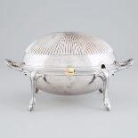 English Silver Plated Oval Breakfast Dish, James Dixon & Sons, early 20th century, length 13.8 in —