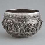 Indonesian Repoussé Silver Jardinière, early 20th century, height 6.4 in — 16.2 cm, diameter 10.5 in