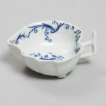 Worcester Blue Painted 'Big Scroll Border Floral' Pattern Butter Boat, c.1758-60, length 3.1 in — 8