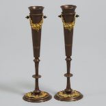 Pair of French Ormolu Mounted Gilt Bronze Bud Vases, c.1900, height 7.9 in — 20 cm