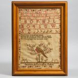 Alphabet, Verse and Pictorial Sampler, Elizabeth O'Neill, New Paisely, 1841, 21.5 x 16 in — 54.6 x 4