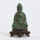 A Small Hardstone Carved Shakyamuni Pendant, Mid 20th Century, 建国初期 硬石雕释迦牟尼挂坠, height 2.3 in — 5.9 c