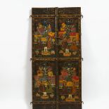 A Pair of Rajput-Style Painted Doors, India, Late 19th/Early 20th Century, together 54 x 25.7 in — 1