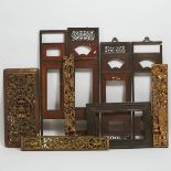 A Group of Nine Chinese Wood Temple Carvings and Frames, 19th/20th Century, 晚清/民国时期 金木镂雕建筑构件及挂屏木框一组九