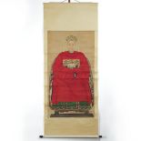 A Chinese Ancestor Portrait of a Matriarch, Late Qing Dynasty, 晚清 祖先像 设色纸本 立轴, image 51.8 x 28 in —