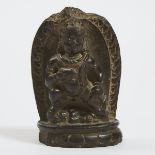 A Stone Carving of Black Jambhala, Tibet, 14th Century, 十四世纪 西藏 石雕藏巴拉, height 3.2 in — 8.1 cm