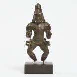 A Bronze Figure of Skanda, Chola Period, 11th Century, 11世纪 朱罗王朝韦驮铜像, height 5.9 in — 15.1 cm