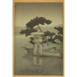 Kawase Hasui (1883-1957), MOONLIGHT OVER KIYOSUMI/SEICHOEN GARDEN, CIRCA 1946-1957, image 14.4 x 9.6