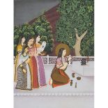 An Indian Miniature Painting of Court Ladies, 19th Century, 8.9 x 7 in — 22.6 x 17.7 cm