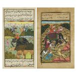 Two Indian Miniature Paintings of Hunting Scenes, 20th Century, largest frame 12.6 x 9.9 in — 31.9 x