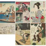 An Album of Six Japanese Woodblock Prints, 19th/Early 20th Century, album 19.3 x 13.5 in — 49.1 x 34