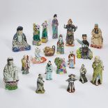 A Group of Nineteen Chinese Famille Rose Porcelain Figures, Republican Period and Later, 民国时期及建国后 粉彩