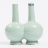 A Celadon Porcelain Double-Vase, Yongzheng Mark, Republican Period, 民国时期 雍正款青釉双联瓶, height 5.1 in — 1