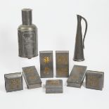 A Group of Nine Chinese Pewter Items, Late Qing/Republican Period, 晚清/民国时期 中国锡器一组九件, tallest height