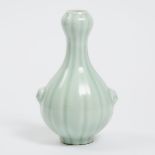A Celadon-Glazed 'Garlic-Head' Vase, Guangxu Mark, 光绪款 青釉蒜头瓶, height 8.3 in — 21 cm