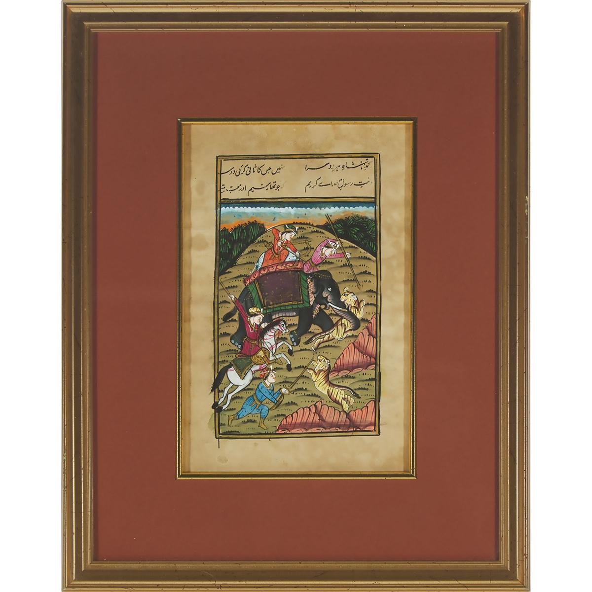 Two Indian Miniature Paintings of Hunting Scenes, 20th Century, largest frame 12.6 x 9.9 in — 31.9 x - Image 5 of 5