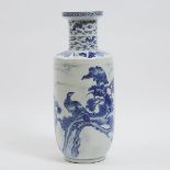 A Large Blue and White 'Birds and Pine' Vase, Early to Mid 20th Century, 民国时期 青花'苍鹰劲松'纹纸槌大瓶, height