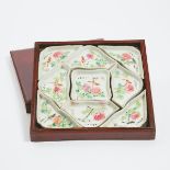 A Set of Nine Famille Rose 'Birds and Flowers' Sweetmeat Dishes, Together With a Box and Cover, Repu