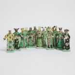 A Complete Set of Twelve Famille Verte Porcelain 'Zodiac' Figures, Late Qing Dynasty, 晚清 素三彩十二生肖一套,