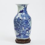 A Blue and White 'Landscape' Vase, Early 20th Century, 民国时期 青花山水人物图瓶, height 16.9 in — 43 cm