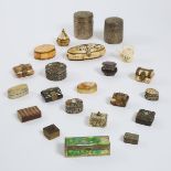 A Group of Twenty-Two South and Southeast Asian Bone and Hardstone Inset Metal Boxes, Together With