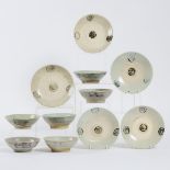 A Group of Eleven Swatow Blue and White Bowls and Dishes, 17th Century, 明 十七世纪 漳州窑青花碗盘一组七件, largest