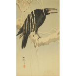 Ohara Koson (Shoson) (1877-1945), CROW ON SNOWY BRANCH, 11.8 x 6.9 in — 30 x 17.5 cm