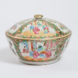 A Canton Famille Rose Lidded Bowl, 19th Century, 十九世纪 广彩人物纹盖碗, diameter 9.4 in — 24 cm