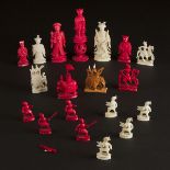 A Group of Eighteen Chinese Export Ivory Chess Pieces, 19th Century, 十九世纪 外销牙雕西洋棋一组十九件, tallest heig