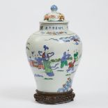 A Chinese Doucai Vase and Cover, Mid 20th Century, 建国初期 斗彩人物纹盖罐, height 16.3 in — 41.5 cm