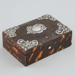 Late Victorian Silver Mounted Tortoiseshell Rectangular Jewellery Box, Cornelius Desormeaux & Frank