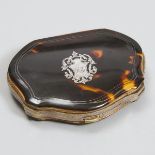 French Silver Inlaid Tortoiseshell Change Purse, 19th/early 20th century, 2.5 x 3.25 x 0.7 in — 6.4