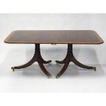 English Regency Style Double Pedestal Dining Table, 20th century, 29 x 72 x 48 in — 73.7 x 182.9 x 1