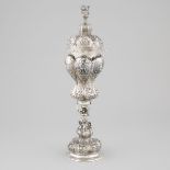 German Silver Large Standing Cup and Cover, probably Hanau, late 19th century, height 18.5 in — 47 c