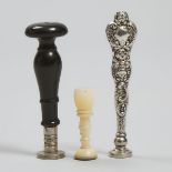 Group of Three Desk Seals, 19th century, tallest height 3.2 in — 8.1 cm (3 Pieces)
