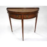 Hepplewhitie Inlaid Mahogany Demilune Console Table, early 20th century, 29 x 30 x 15 in — 73.7 x 76