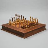 Canadian Woodworking Studio Mahogany and Walnut Chess Set and Board, c.2000, king height 6.25 in — 1