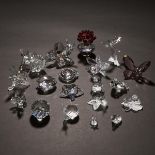 Group of Nineteen Swarovski Crystal Flowers, Shells, Insects, and Other Decorative Objects, late 20t